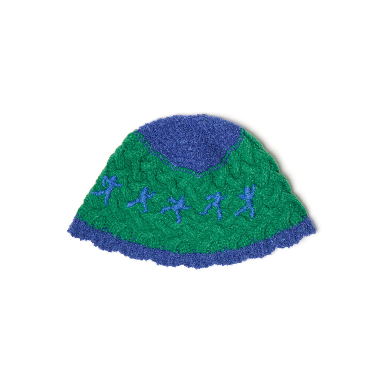Running Man Crochet Hat [Green/Blue]