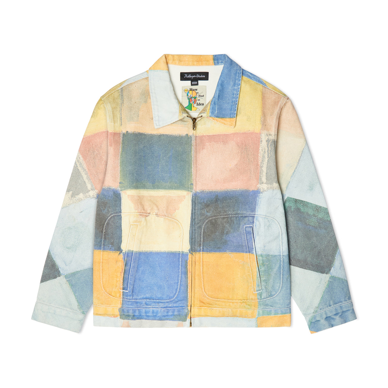 Checkered Painted Printed Work Coat [Multi]