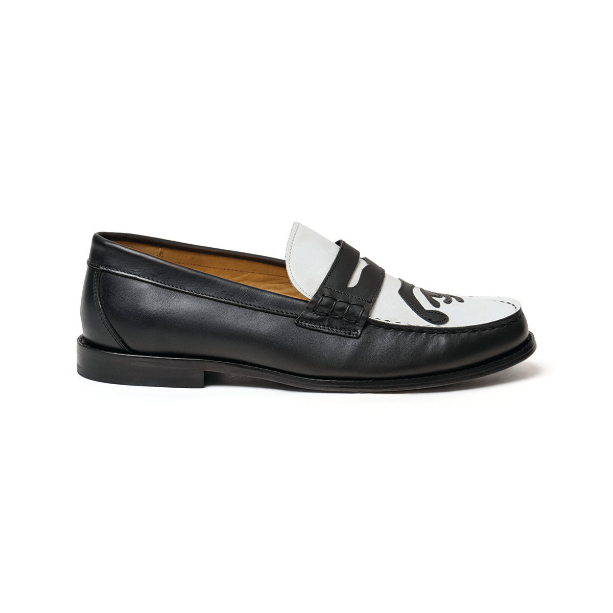 Patchwork Penny loafer [Black/White] - KidSuper