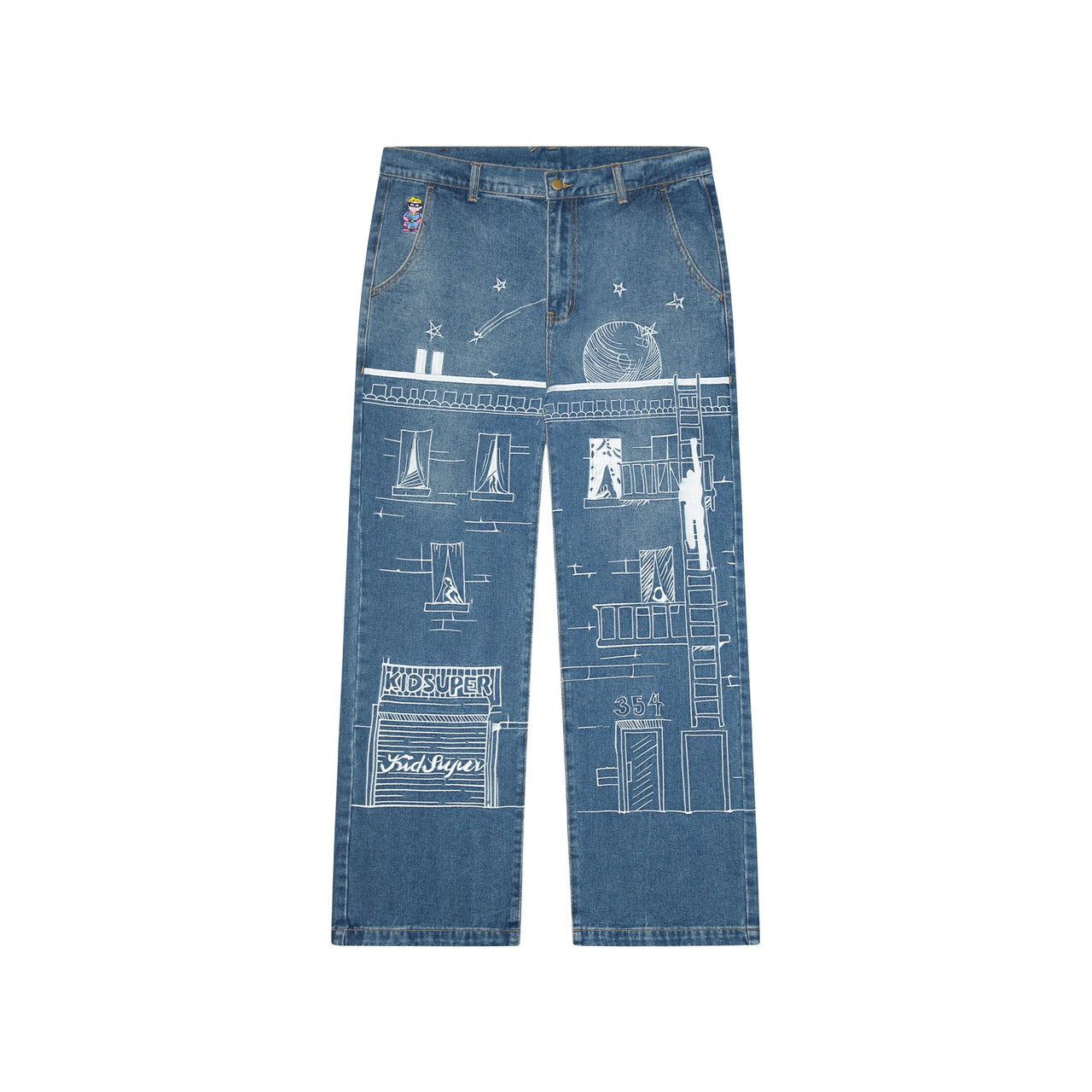 Fire Escape Embroidered Jeans
