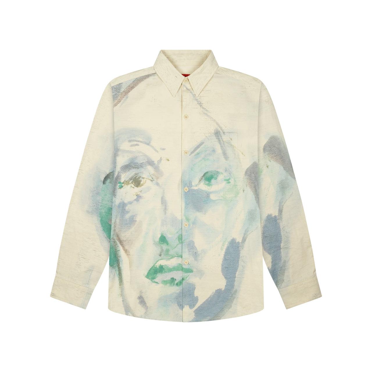Painted Face Button Up [Tan/Blue]
