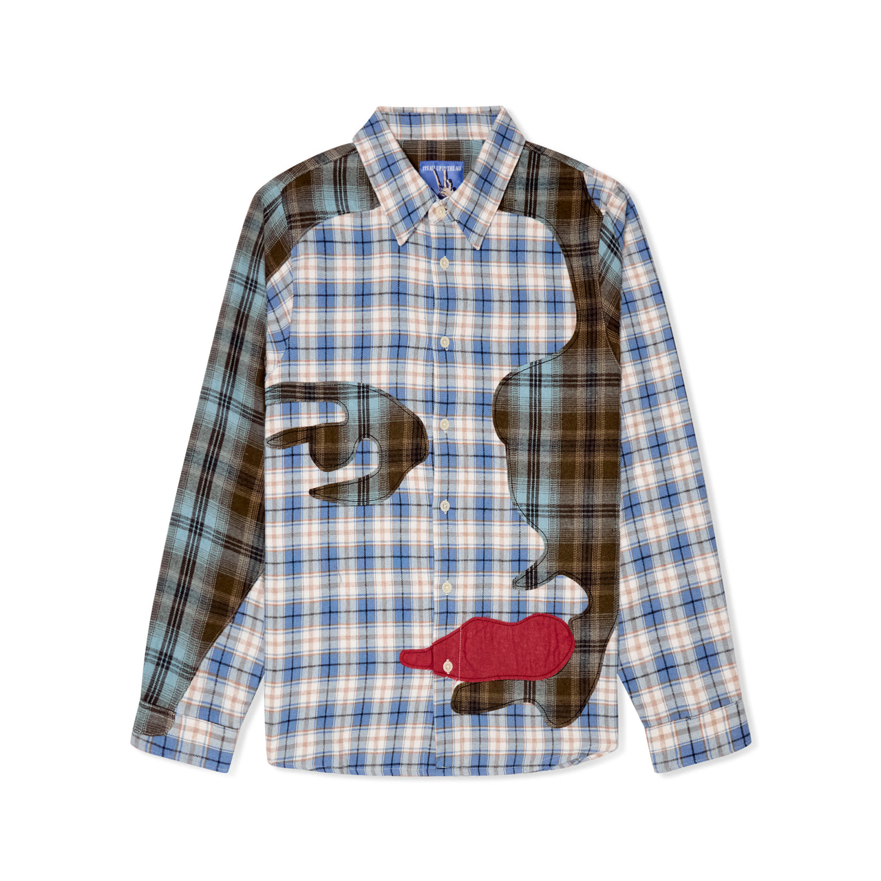 Patchwork Face Flannel Shirt [Blue]