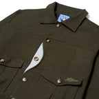 Pocket Detail Cropped Linen Coat [Forest Green]