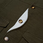 Pocket Detail Cropped Linen Coat [Forest Green]