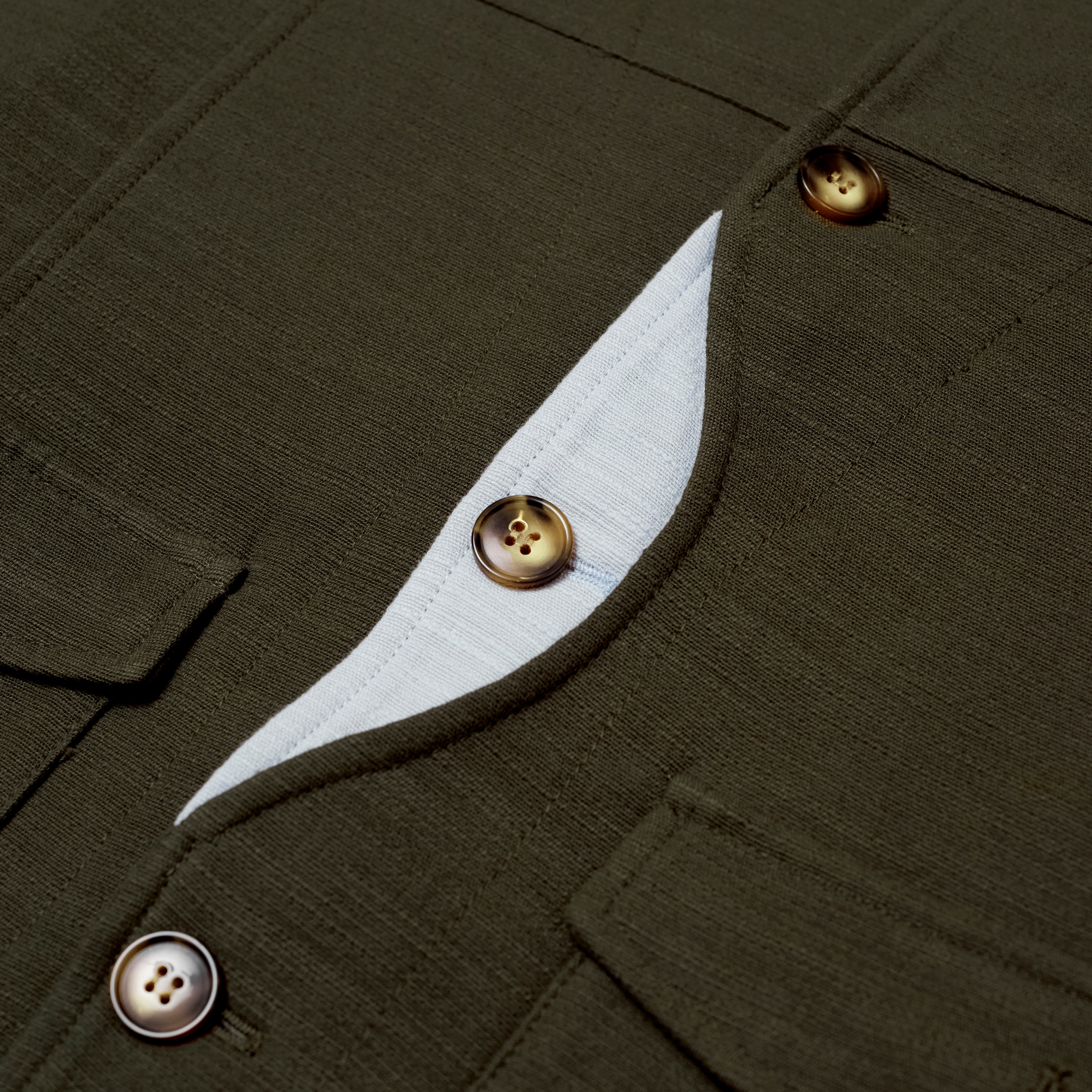Pocket Detail Cropped Linen Coat [Forest Green]