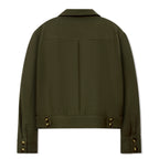 Pocket Detail Cropped Linen Coat [Forest Green]