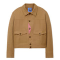 Pocket Detail Cropped Linen Coat [Light Brown]
