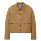 Pocket Detail Cropped Linen Coat [Light Brown]