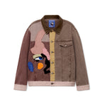 Patchwork Face Colorblocked Twill Jacket [Brown/Multi]