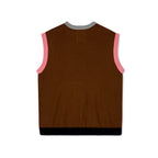 Reverse Knit patchwork Face Vest [Brown/ Multi]