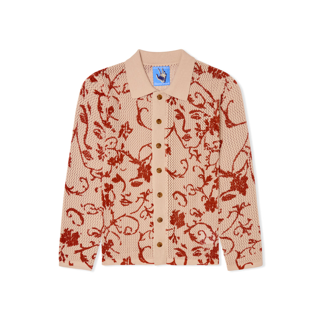 Face Floral Open Knit Top [Cream]