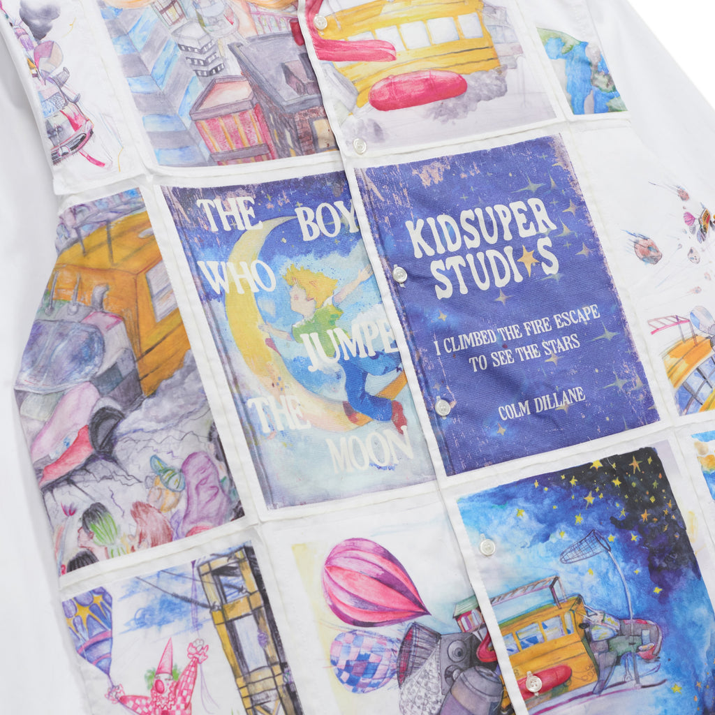 Book Pages Patchwork Shirt [White]