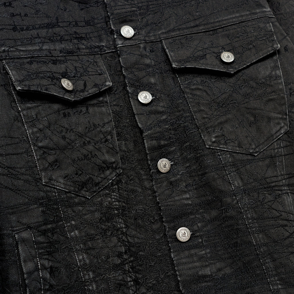Manuscript Embroidered Jacket [Black]