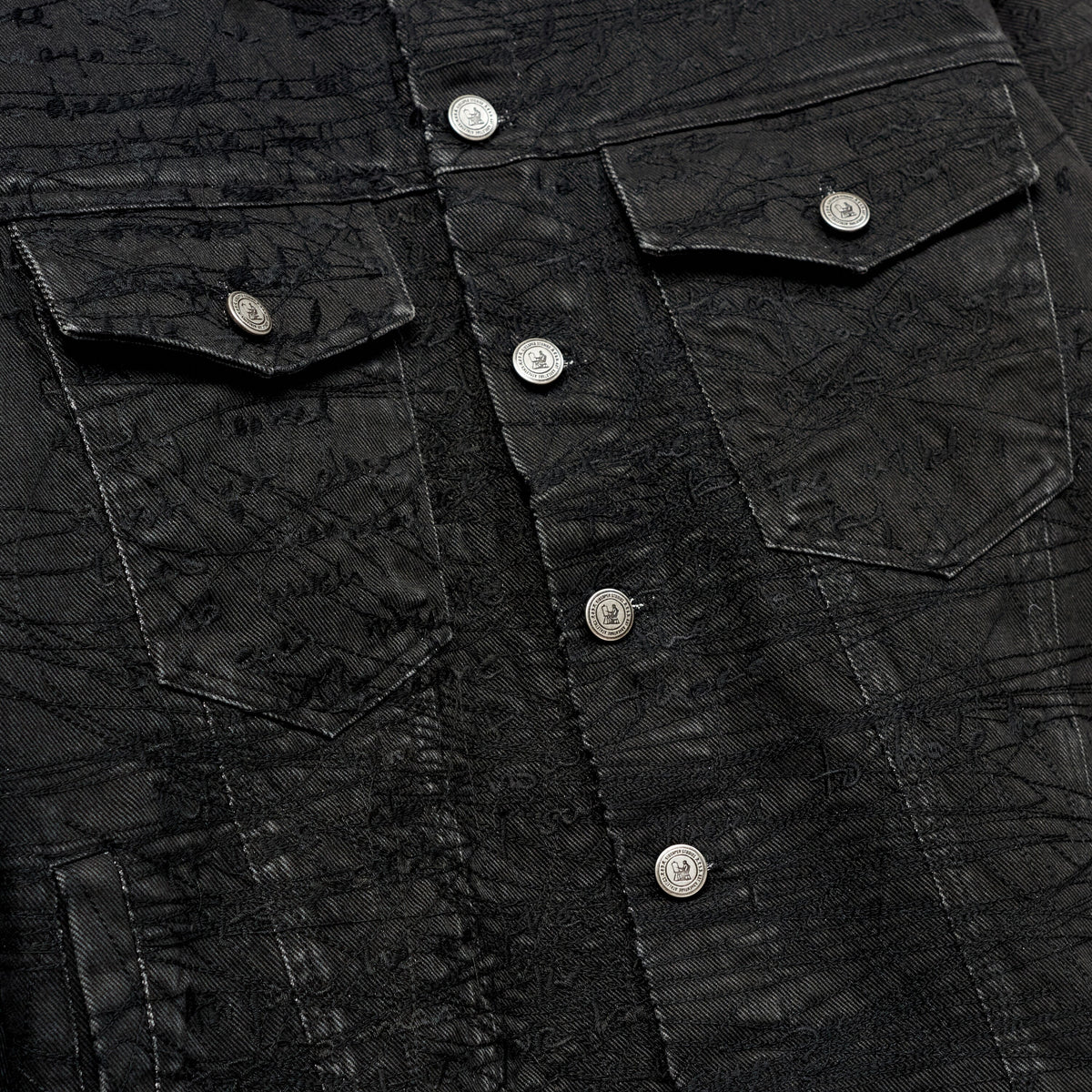 Manuscript Embroidered Jacket [Black]