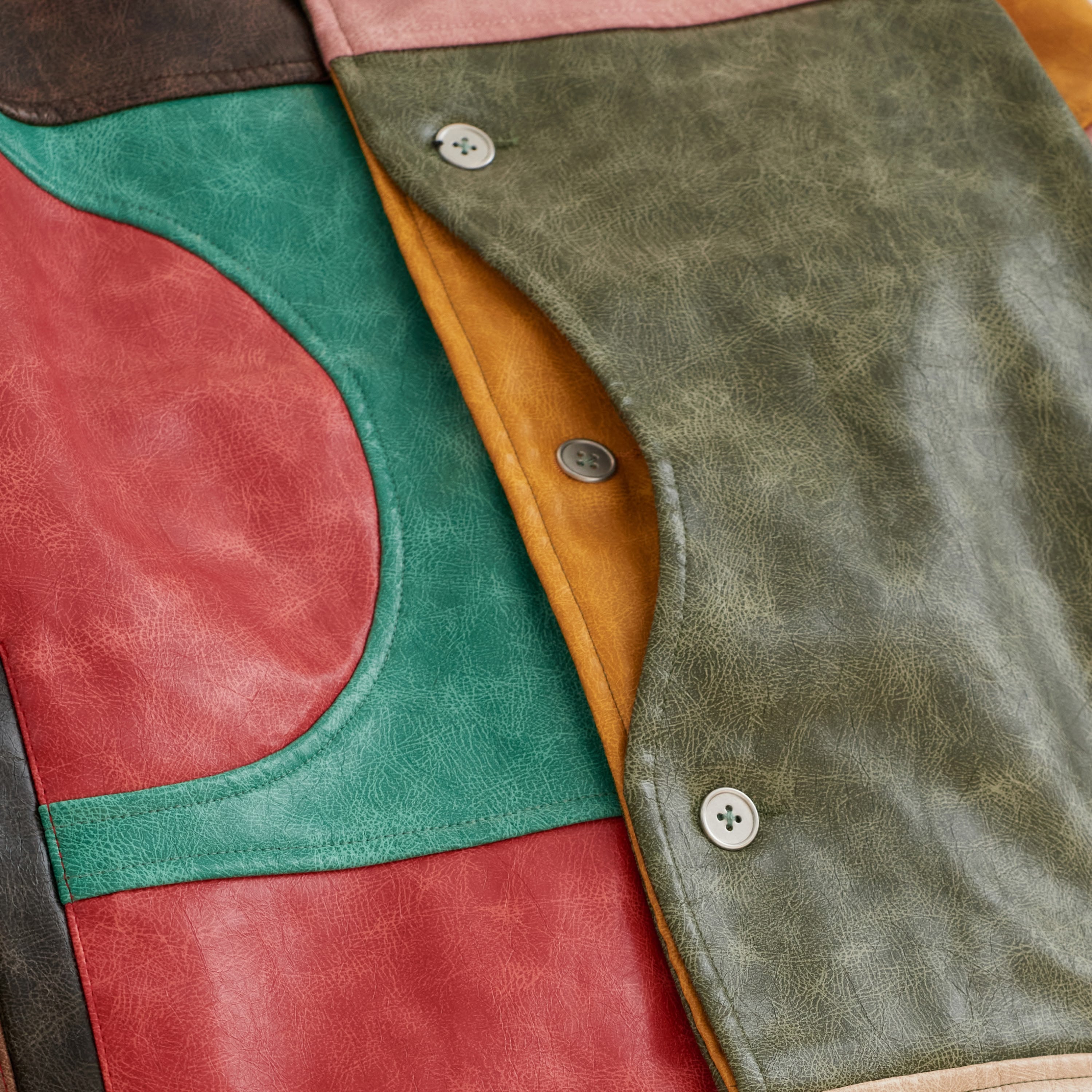 Patchwork Leather Jacket [Multi]
