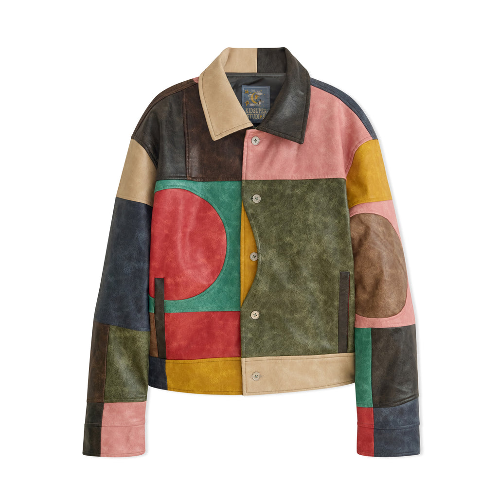 Patchwork Leather Jacket [Multi]