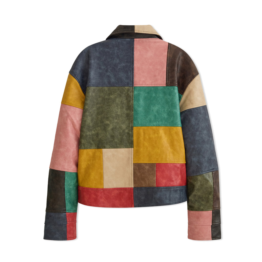 Patchwork Leather Jacket [Multi]