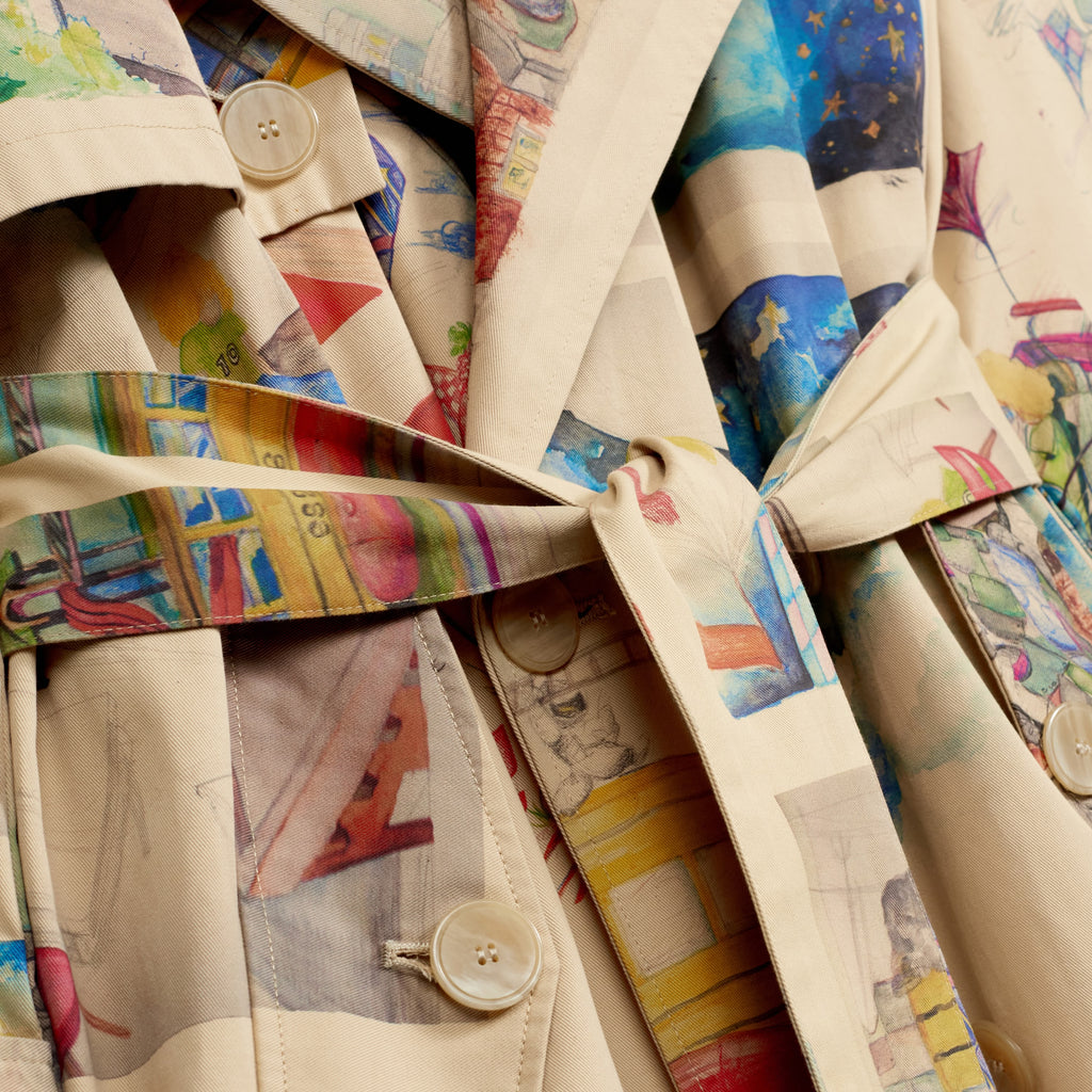 Book paintings Trenchcoat [Cream/Multi]