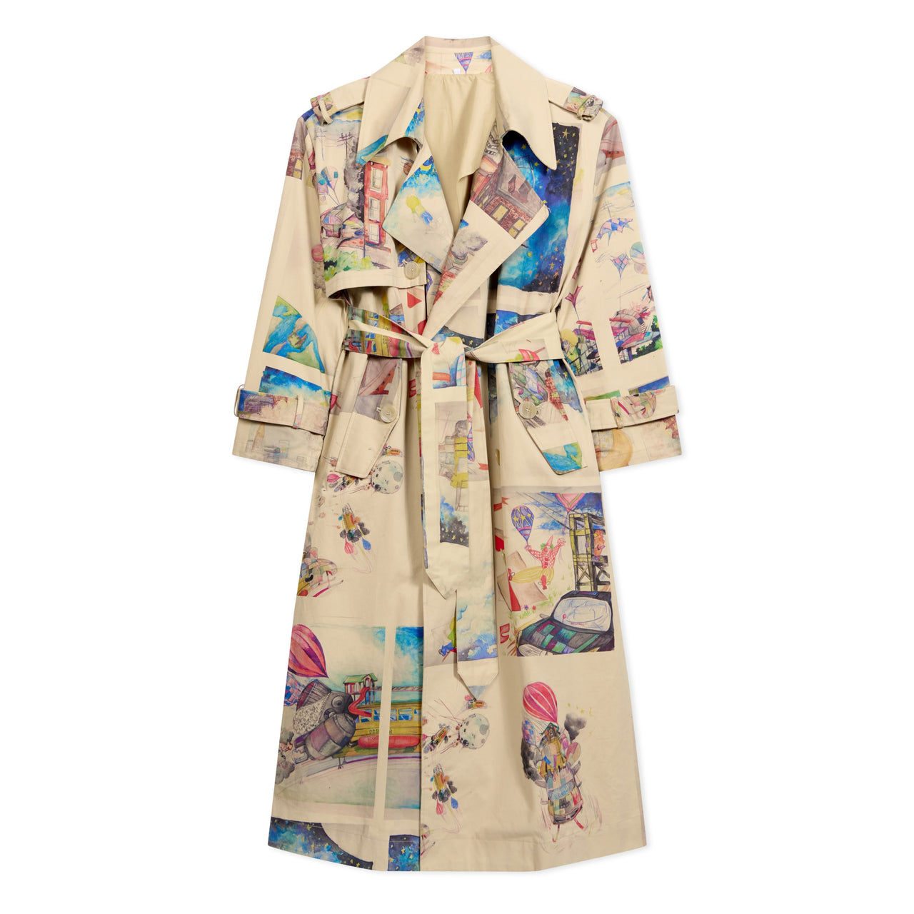 Book paintings Trenchcoat [Cream/Multi]