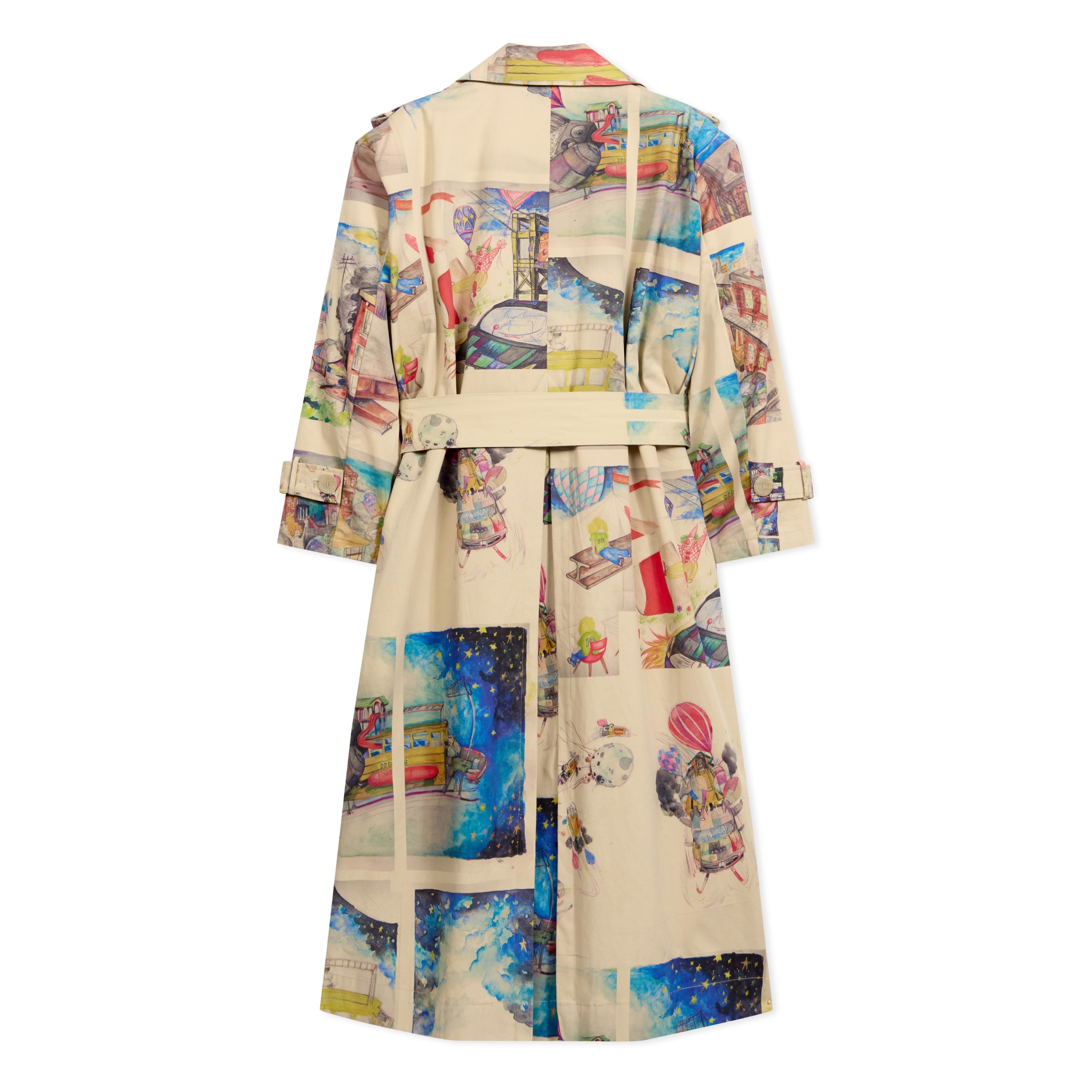 Book paintings Trenchcoat [Cream/Multi]