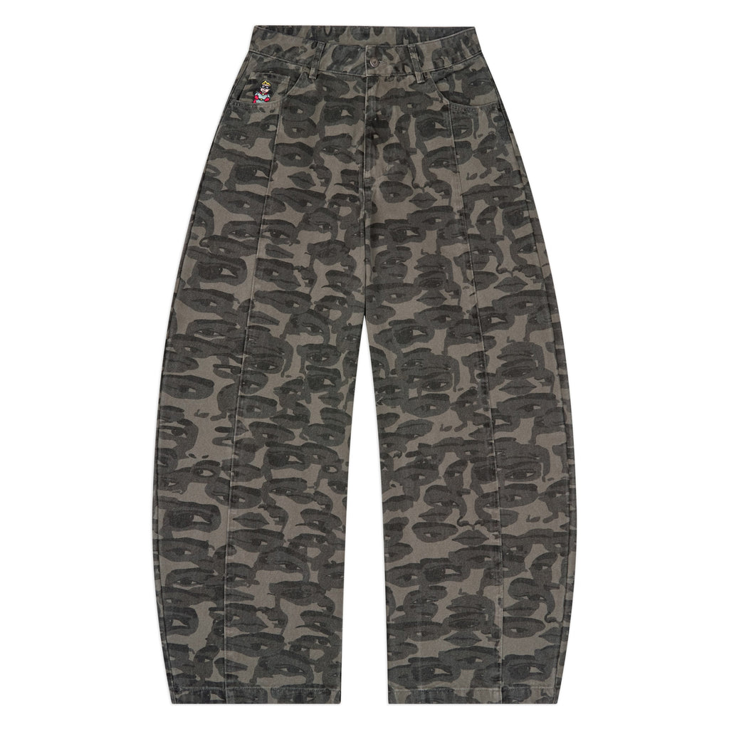 Face Camo Wide Leg Jean [Black]