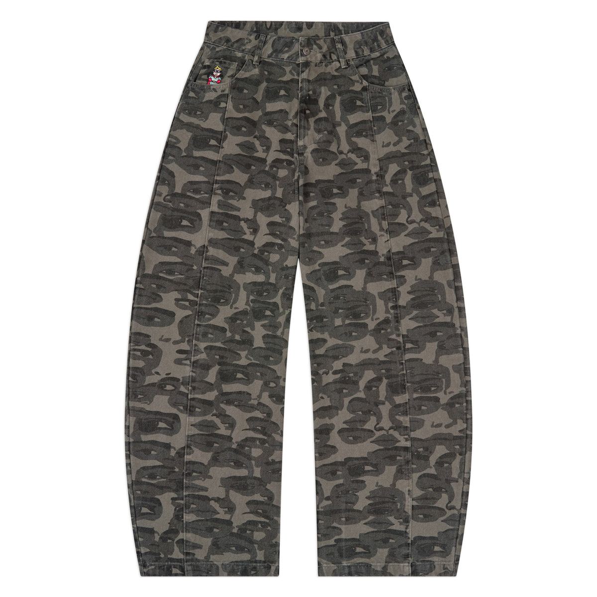 Face Camo Wide Leg Jean [Black]