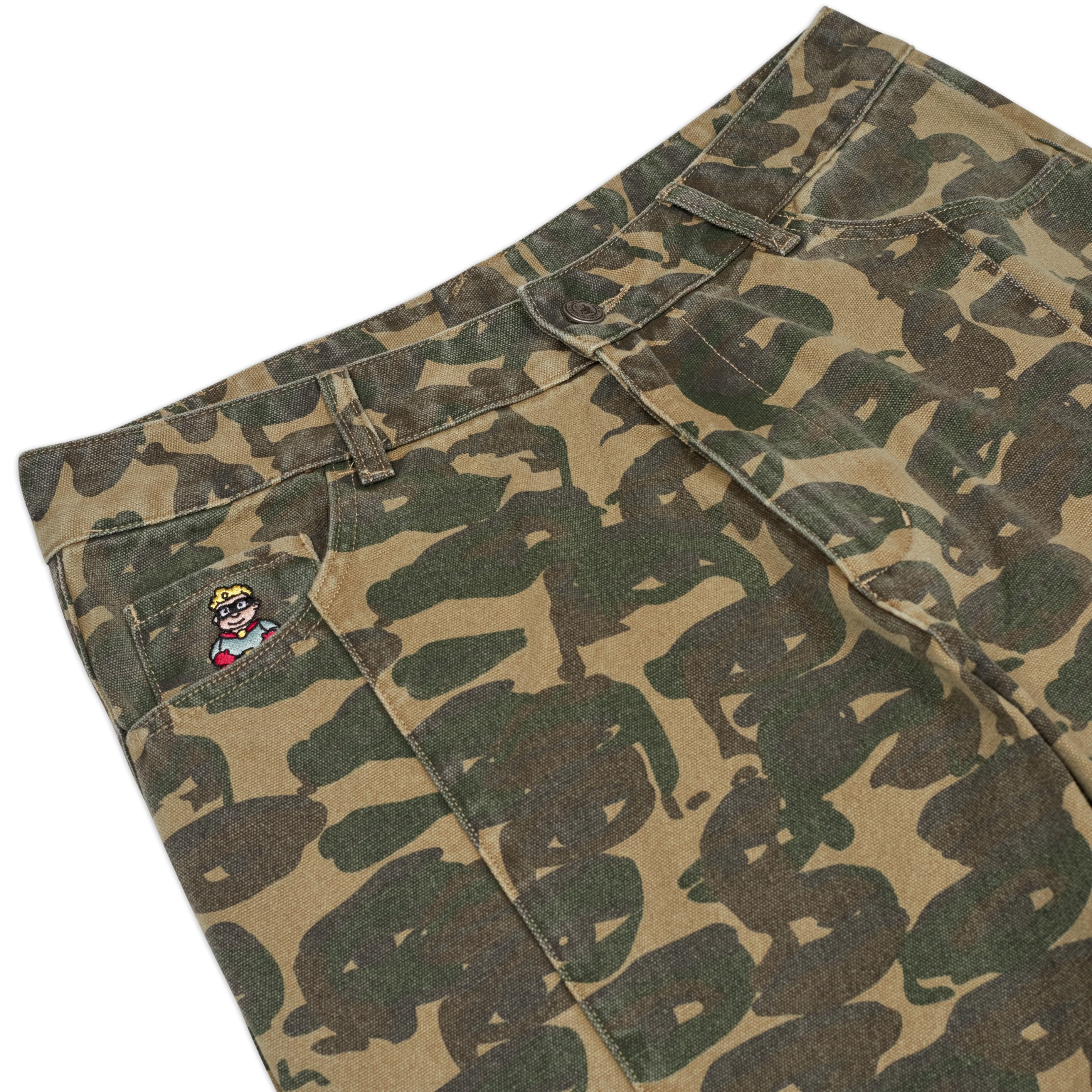 Face Camo Wide Leg Jean [Dark Green]