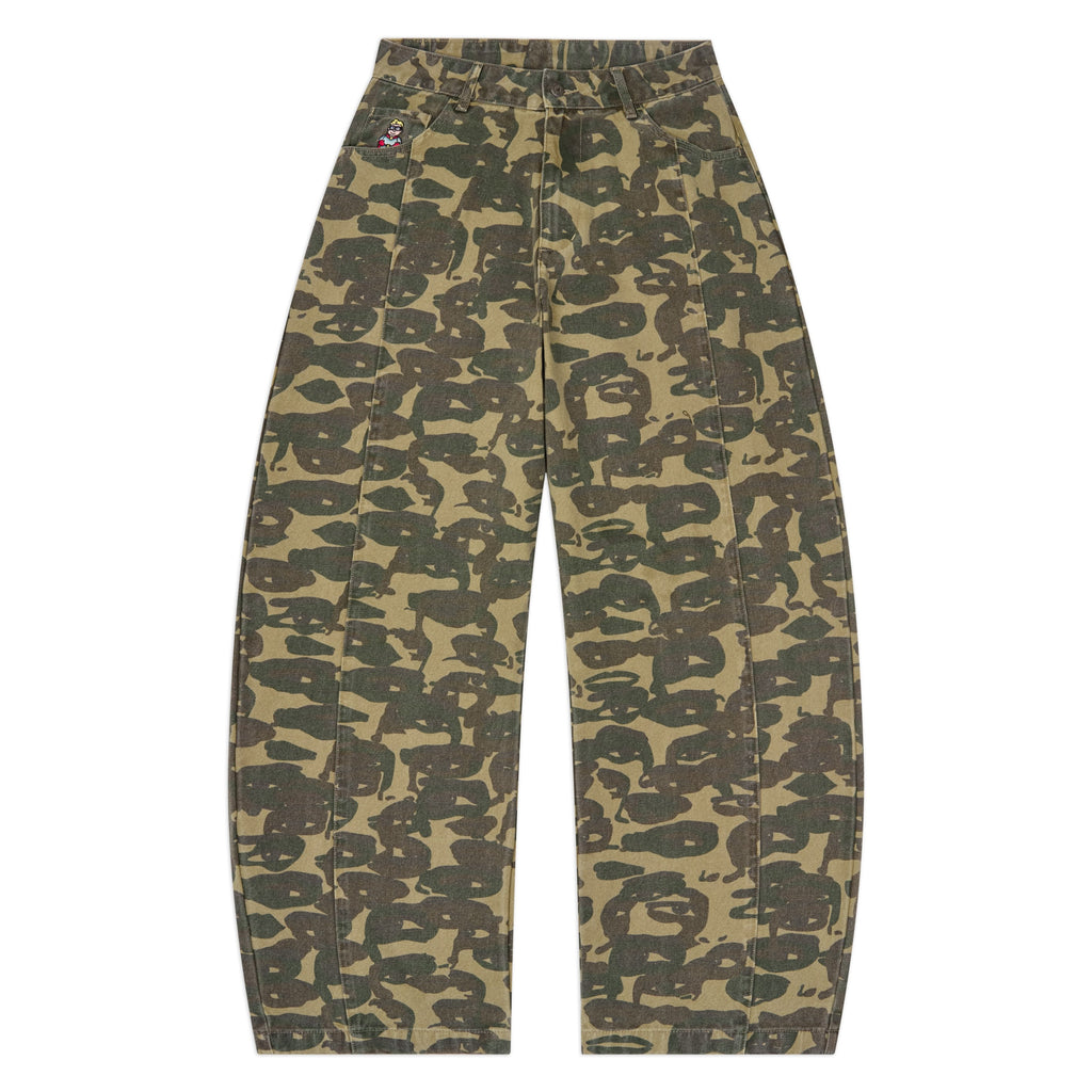 Face Camo Wide Leg Jean [Dark Green]