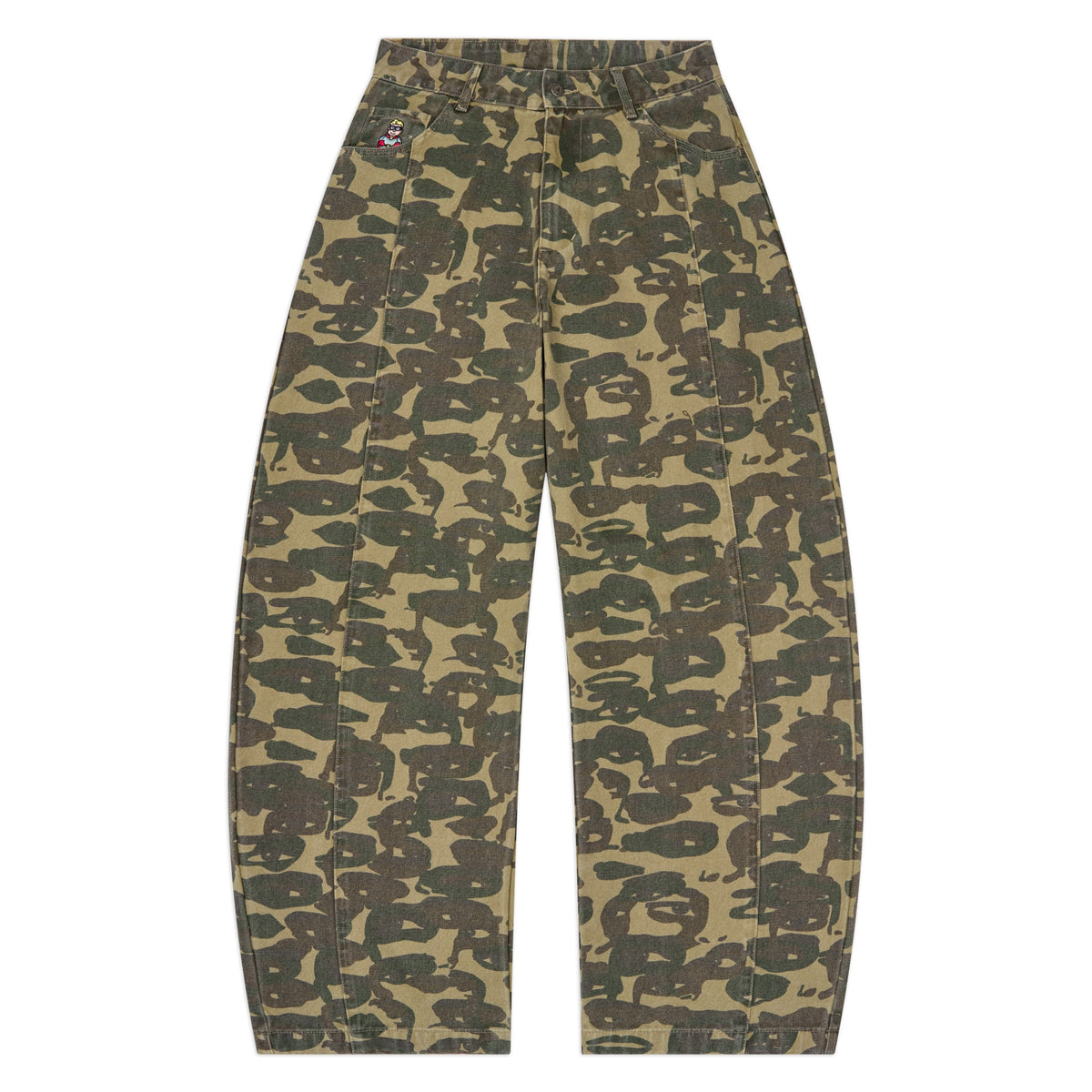 Face Camo Wide Leg Jean [Dark Green]
