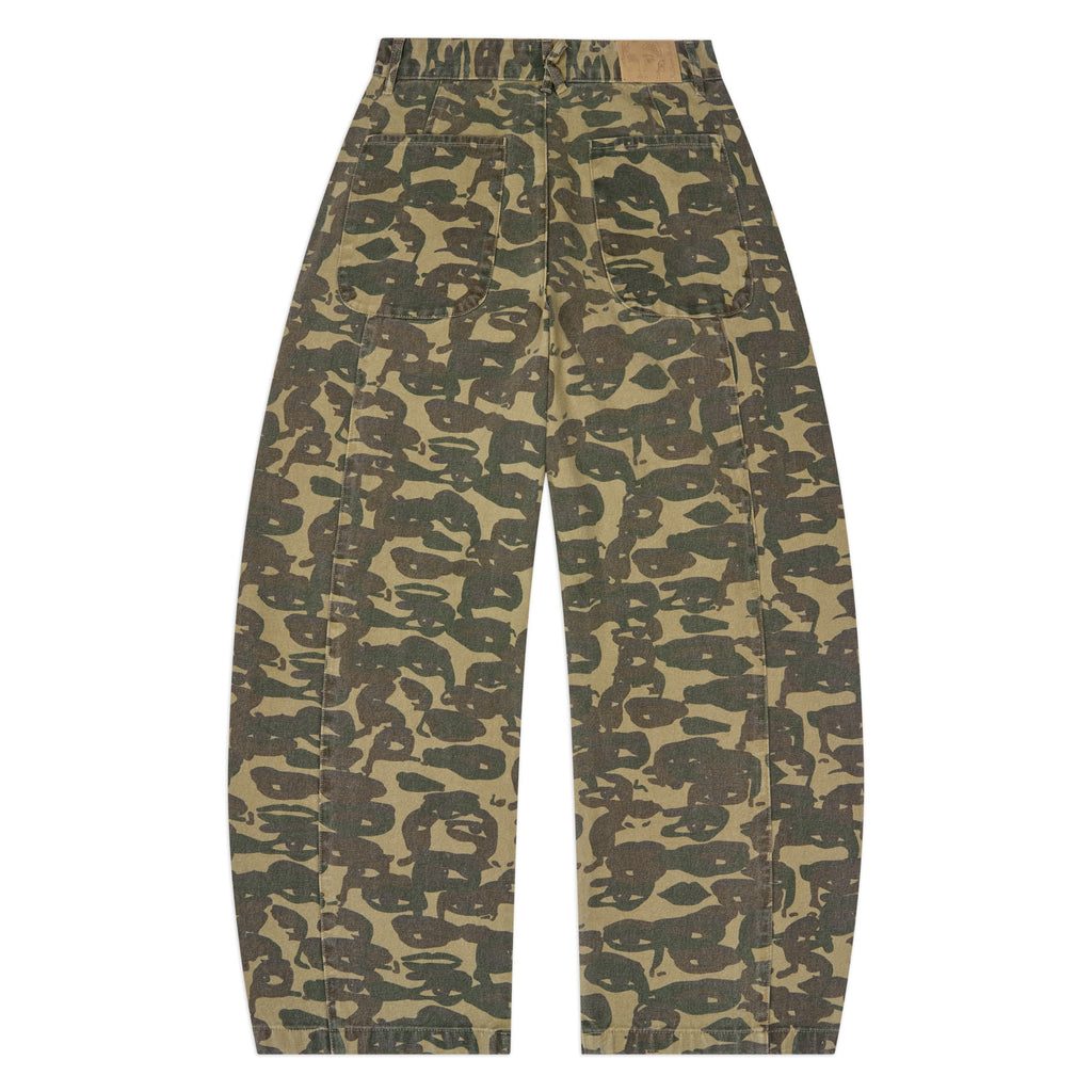Face Camo Wide Leg Jean [Dark Green]