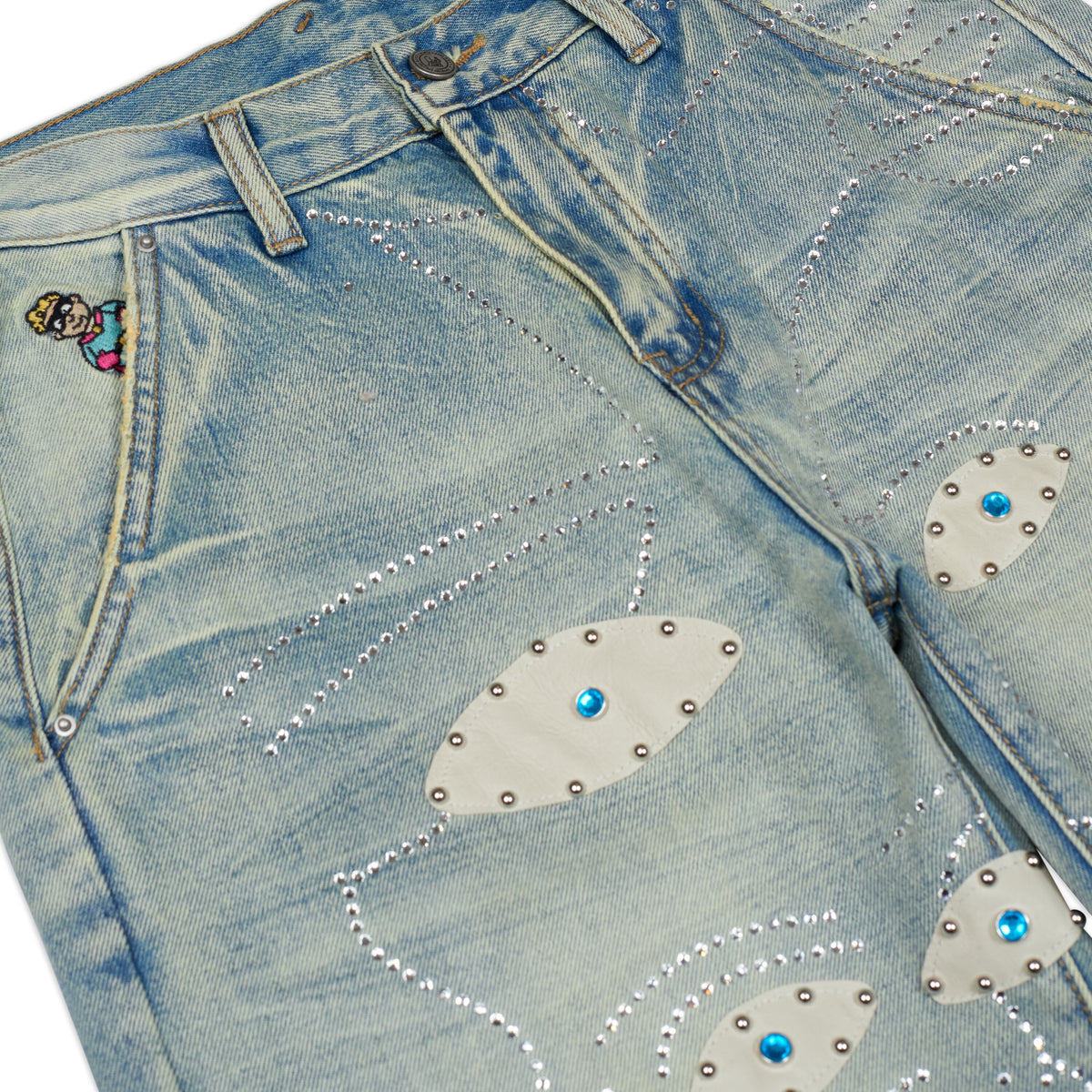 Studded Face Jeans [Blue]