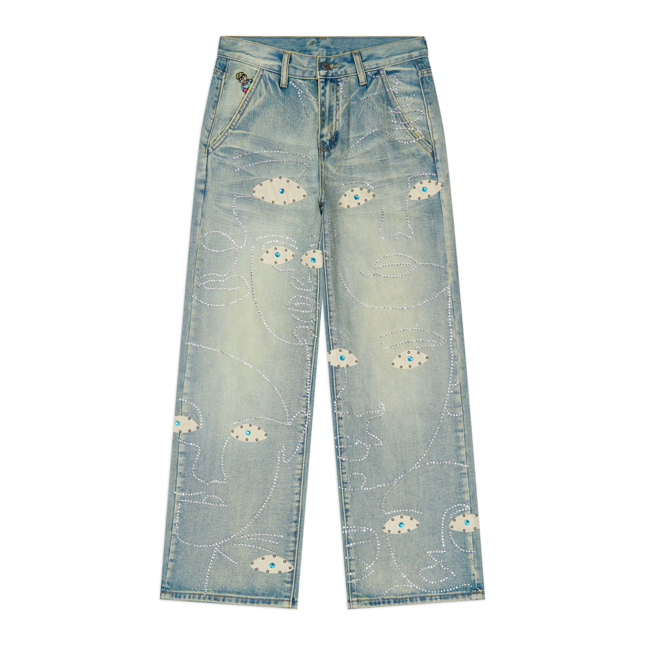 Studded Face Jeans [Blue]