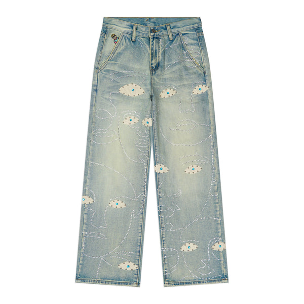 Studded Face Jeans [Blue] - KidSuper