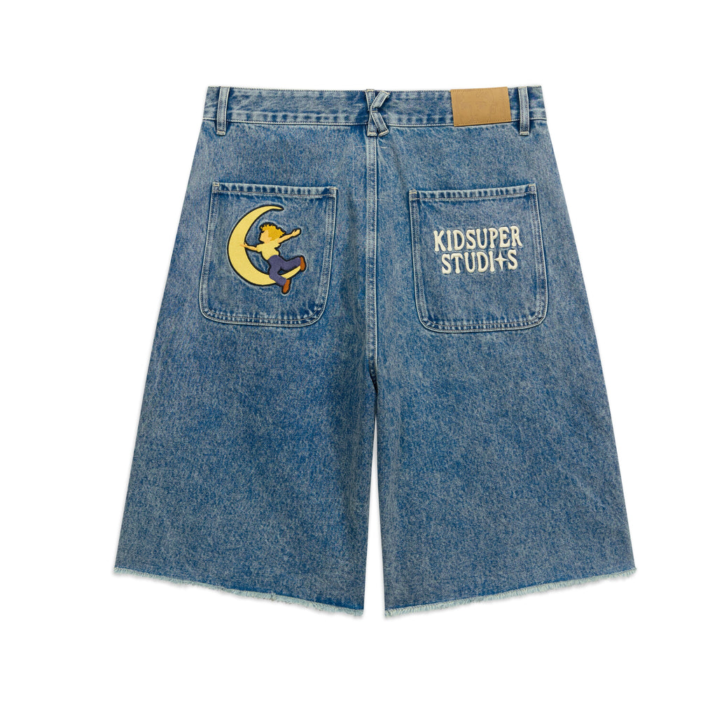 Patches Denim Long Short [Dark Blue]