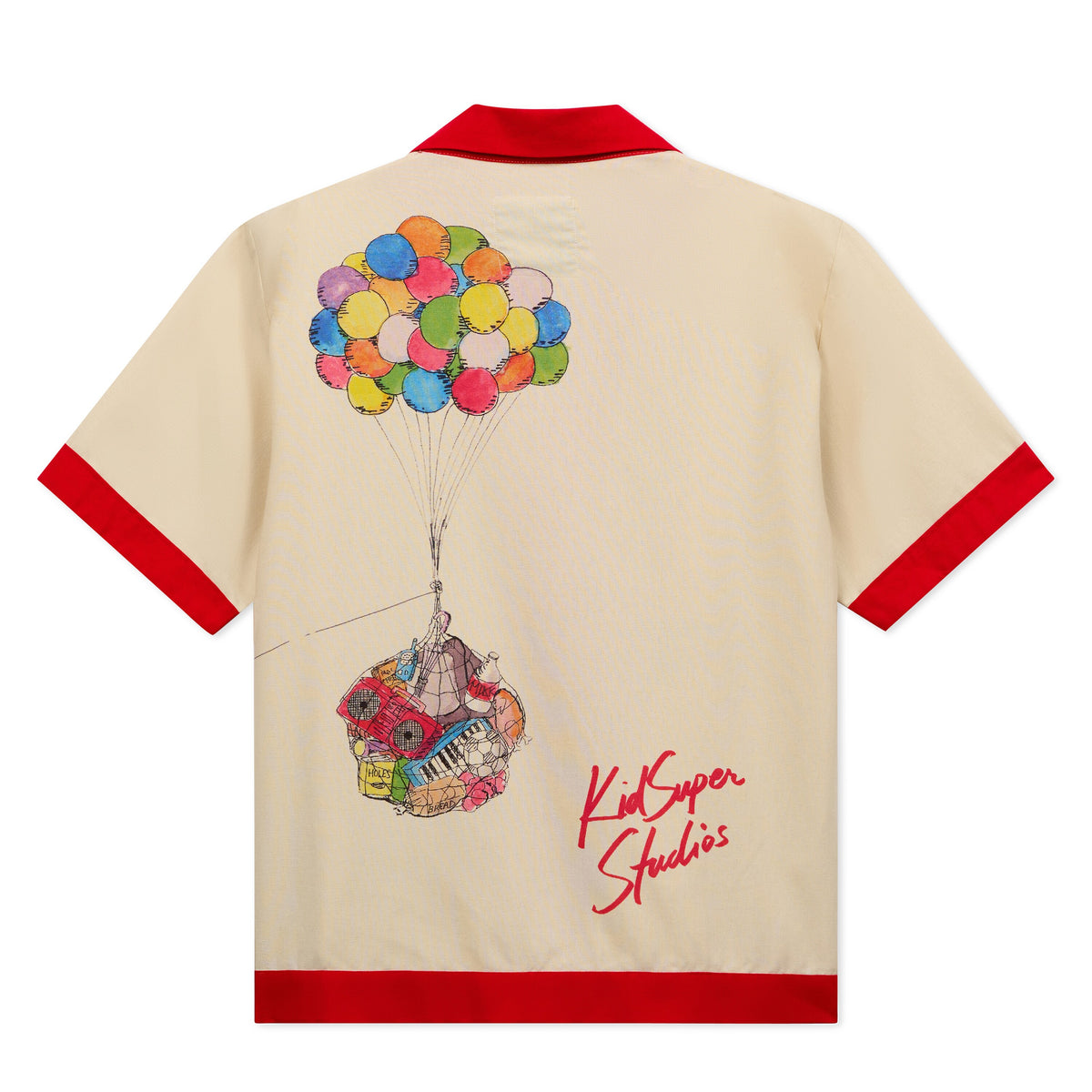 Balloon Birds Button Up [Cream Red]