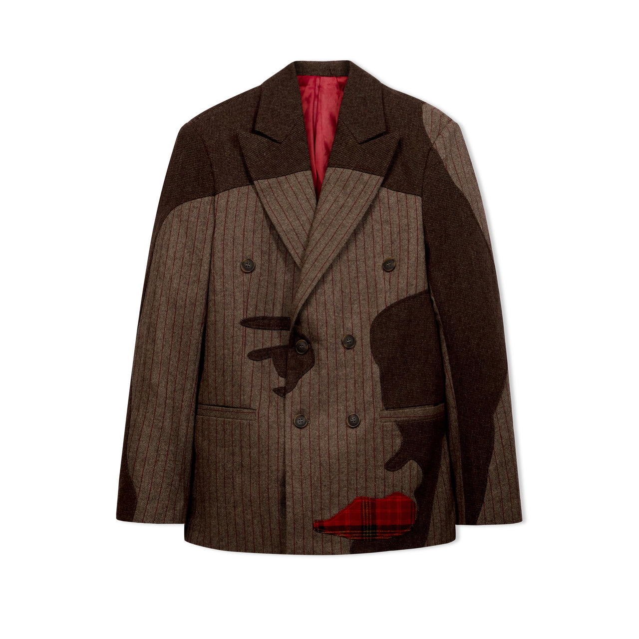 Patchwork Face Suit Top [Brown]