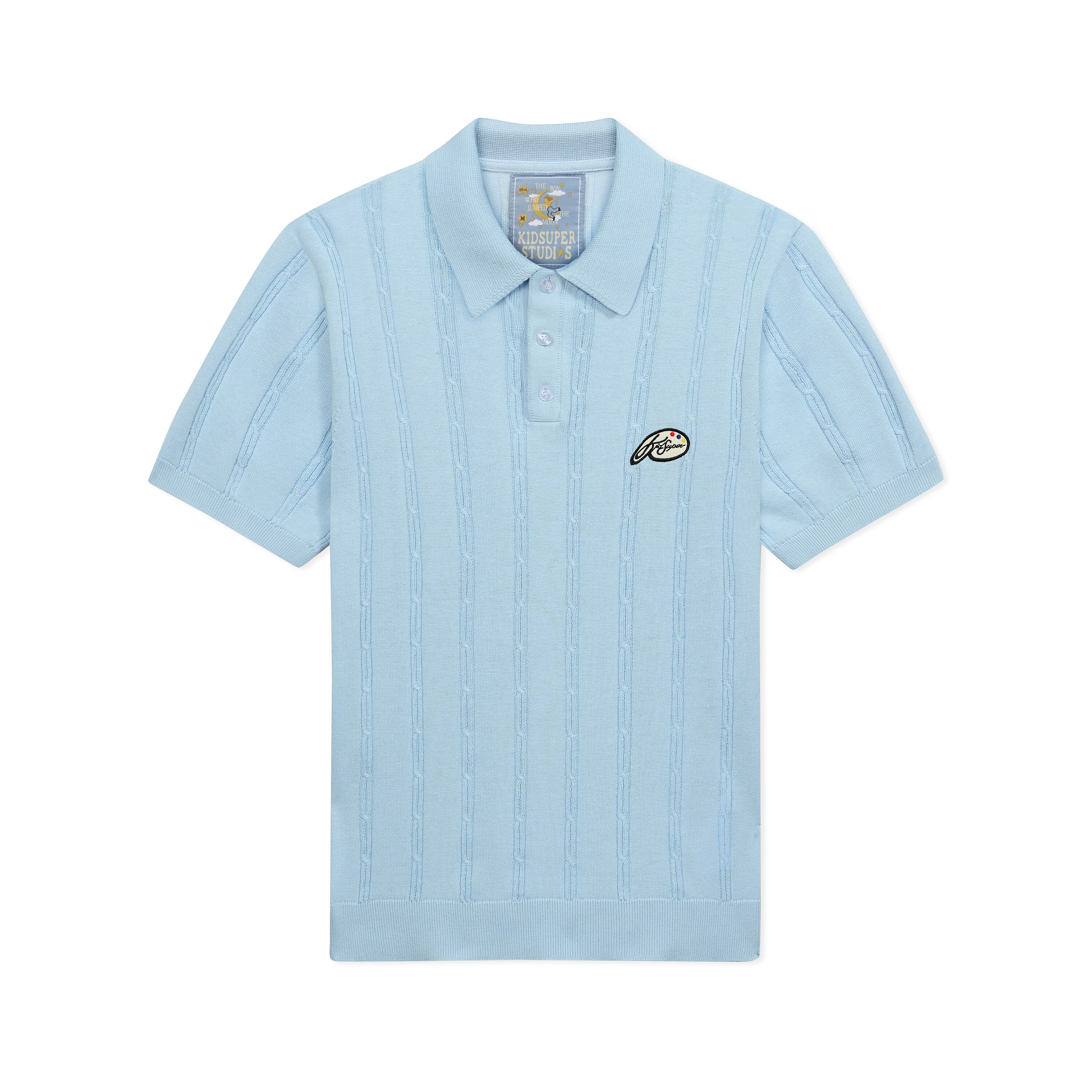 Painters Logo Knit Polo [Light Blue] - KidSuper