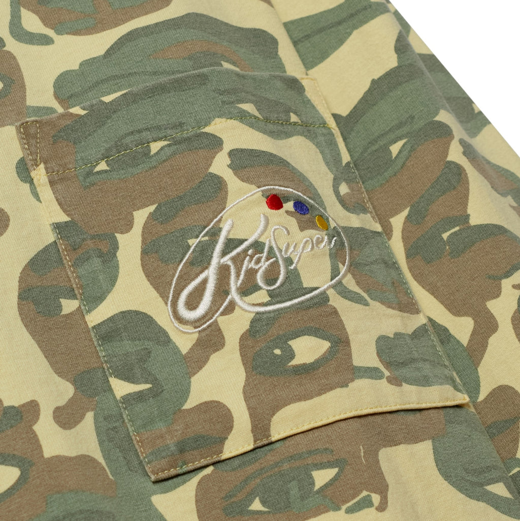 Face Camo Longsleeve Shirt [Heavy Wash / Blue Rib]