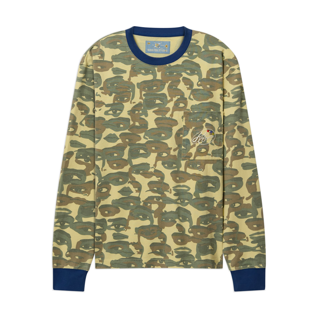 Face Camo Longsleeve Shirt [Heavy Wash / Blue Rib]