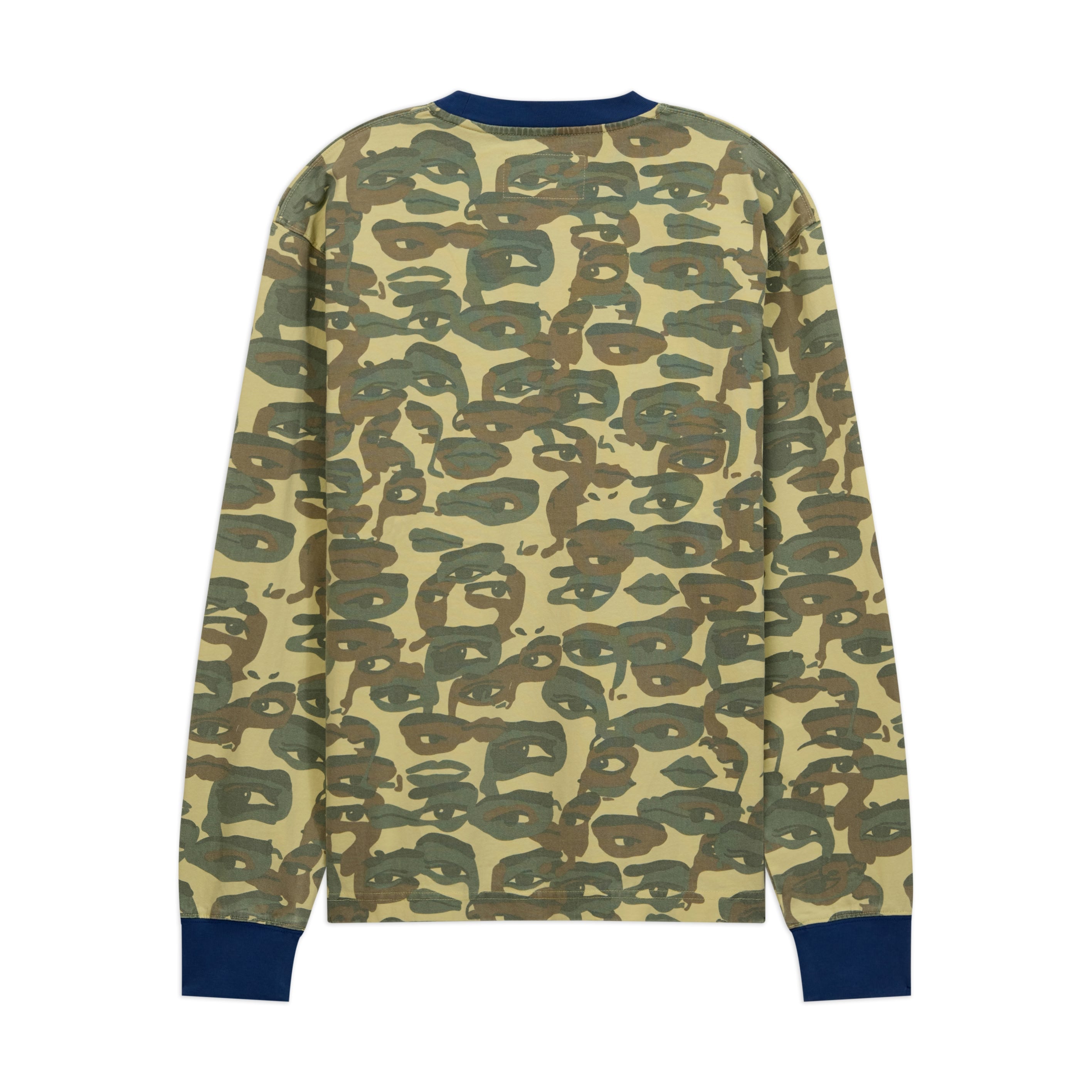 Face Camo Longsleeve Shirt [Heavy Wash / Blue Rib] - KidSuper