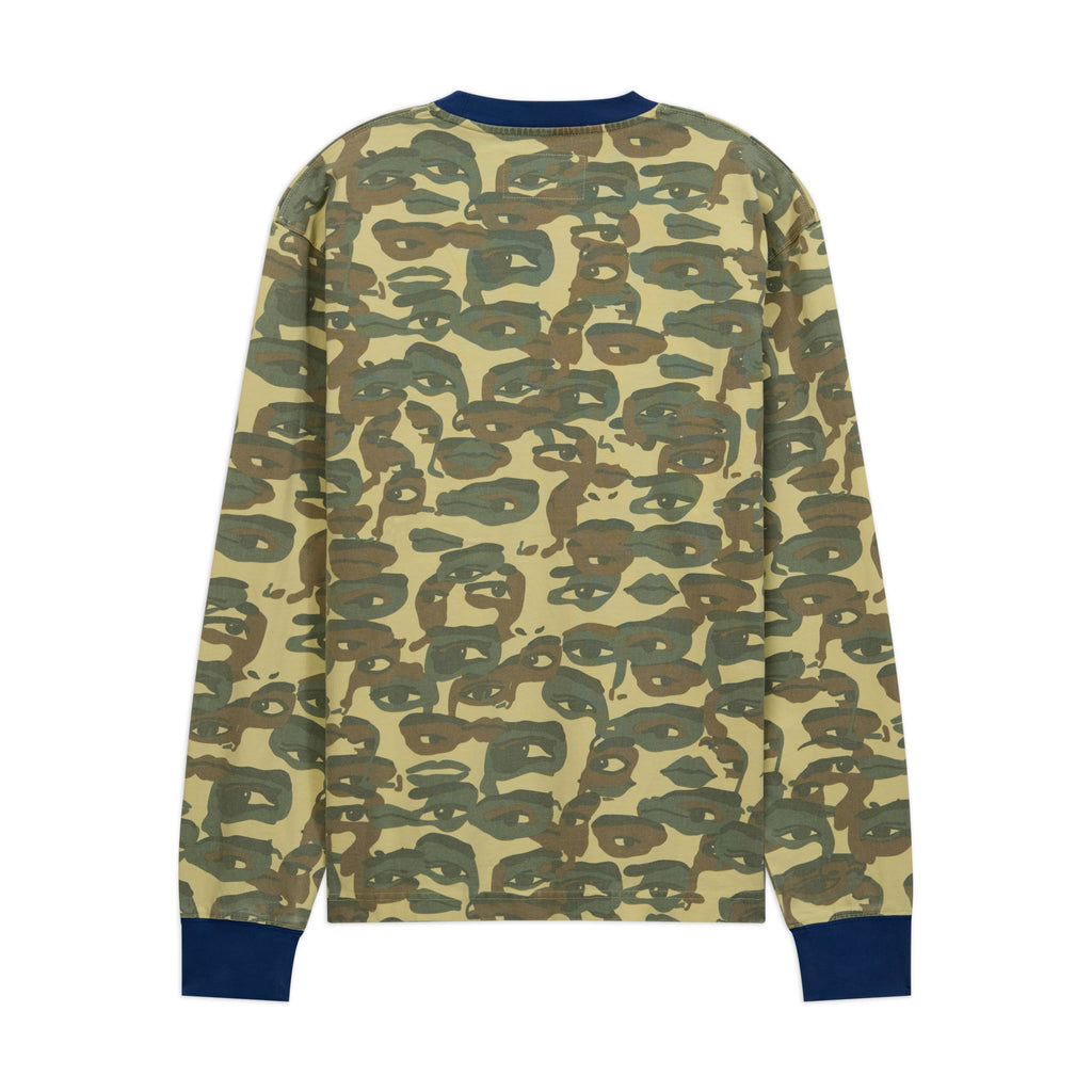 Face Camo Longsleeve Shirt [Heavy Wash / Blue Rib]