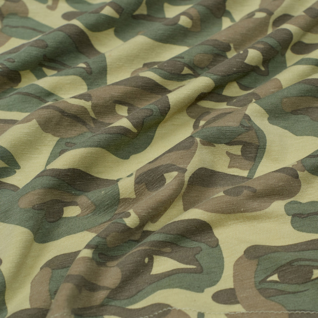 Face Camo Short Sleeve Shirt [Heavy Wash / Blue Rib]