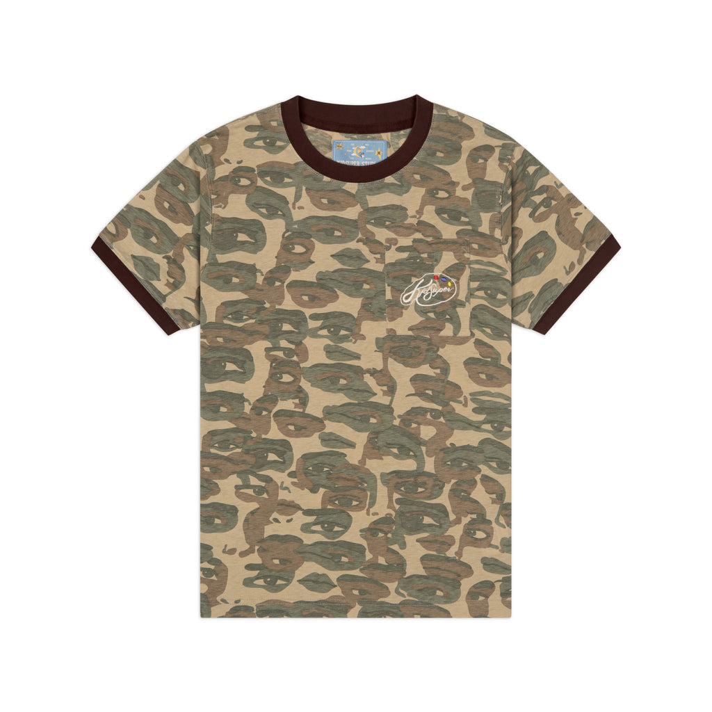 Face Camo Short Sleeve Shirt [Green/ Brown Rib]