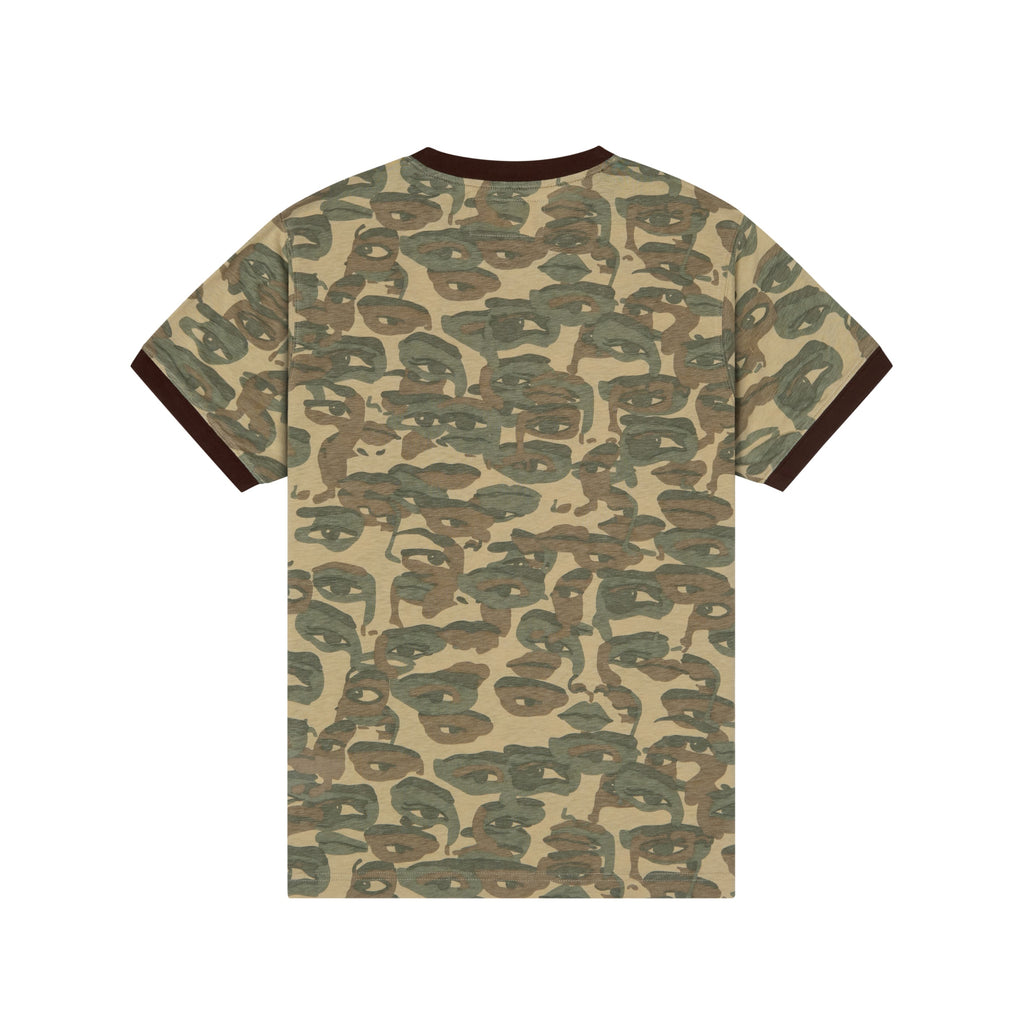 Face Camo Short Sleeve Shirt [Green/ Brown Rib]