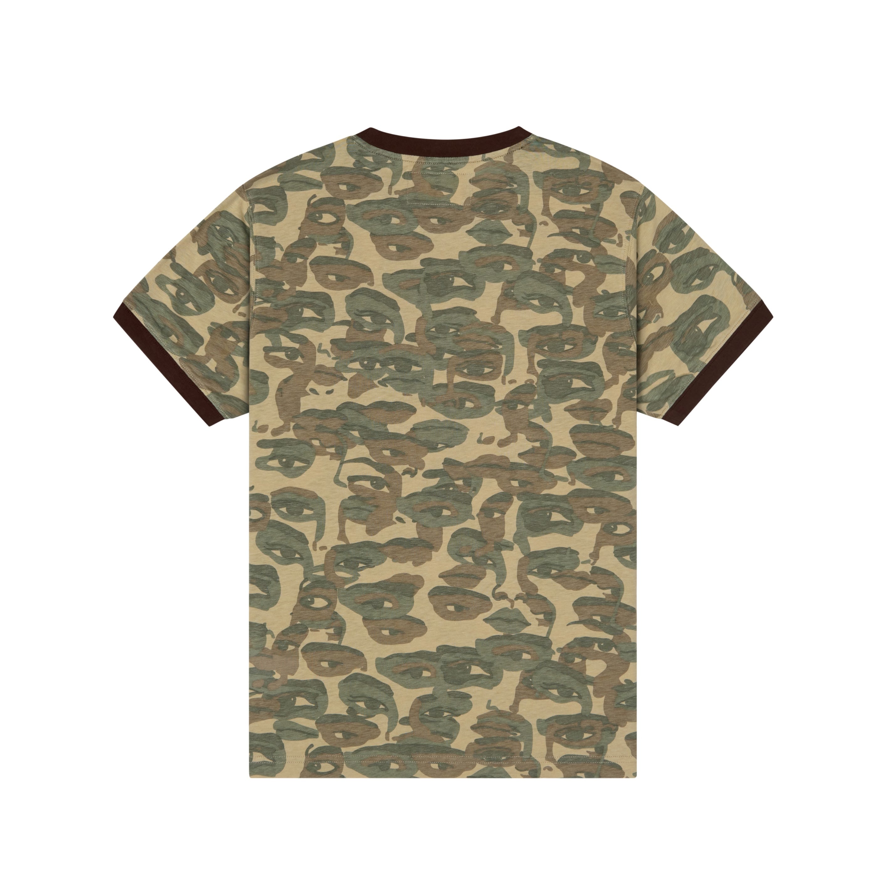 Face Camo Short Sleeve Shirt [Green/ Brown Rib]