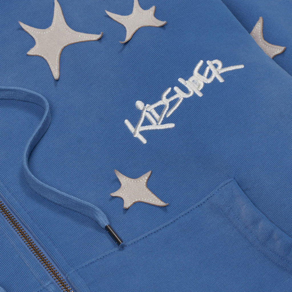 Stars Patchwork Washed Hoodie [Blue]