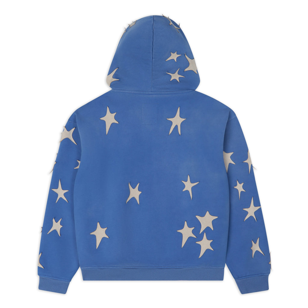 Stars Patchwork Washed Hoodie [Blue]