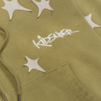 Stars patchwork washed hoodie [Green]