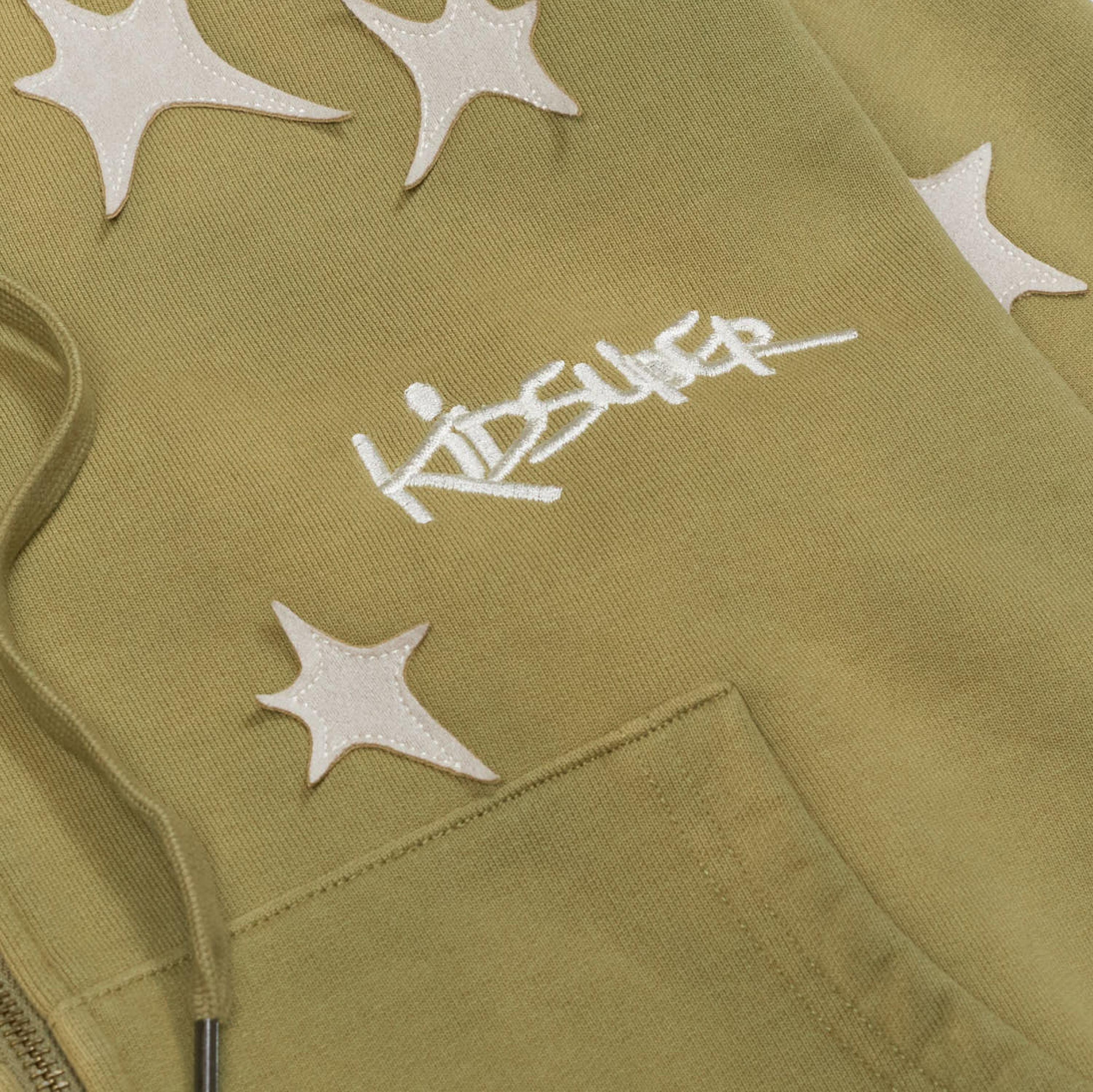 Stars patchwork washed hoodie [Green]