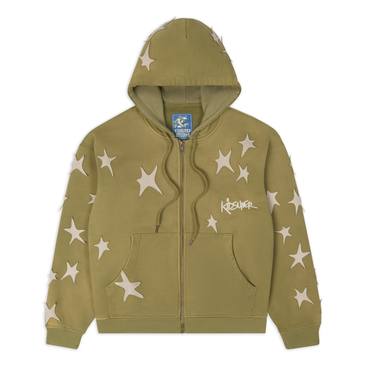 Stars patchwork washed hoodie [Green]